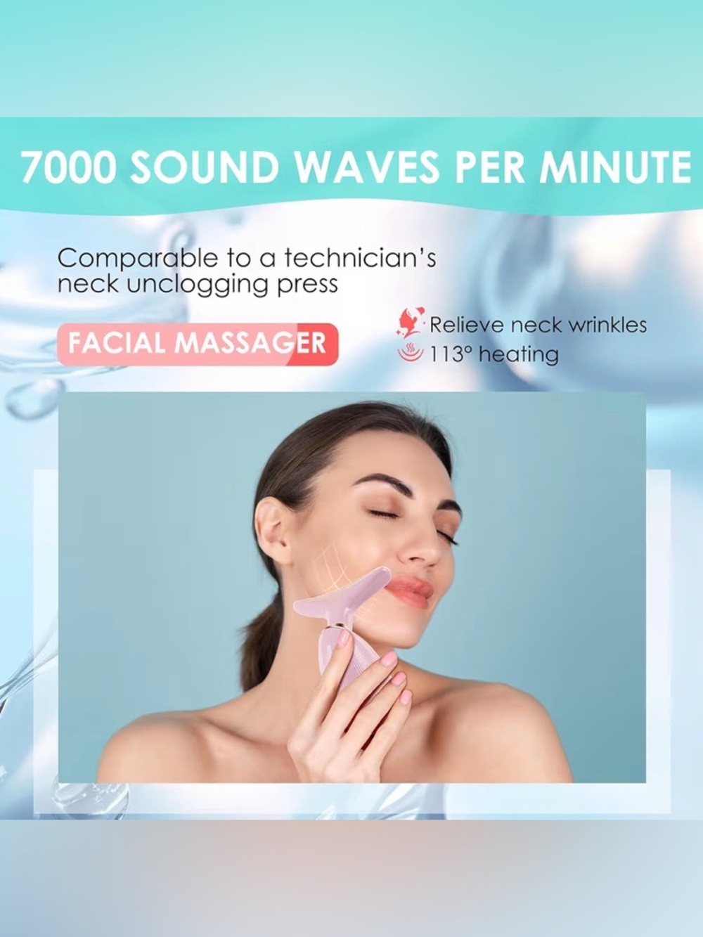 NWT Facial Massager LED Light Therapy Wand Face Neck Sculpting Anti-Aging Tool - Picture 6 of 7